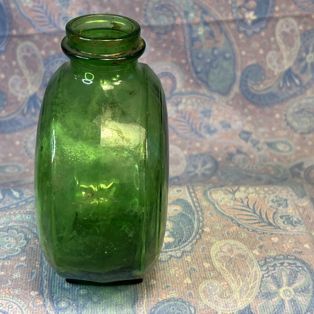 Vintage Sunsweet Prune Juice 1930's 40's Canteen Style Green Glass Bottle Jar - Picture 5 of 7